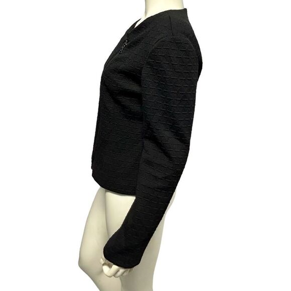 mercer & madison Textured Quilted Black Moto Jacket Asymmetrical Zip Up Blazer - Picture 4 of 9